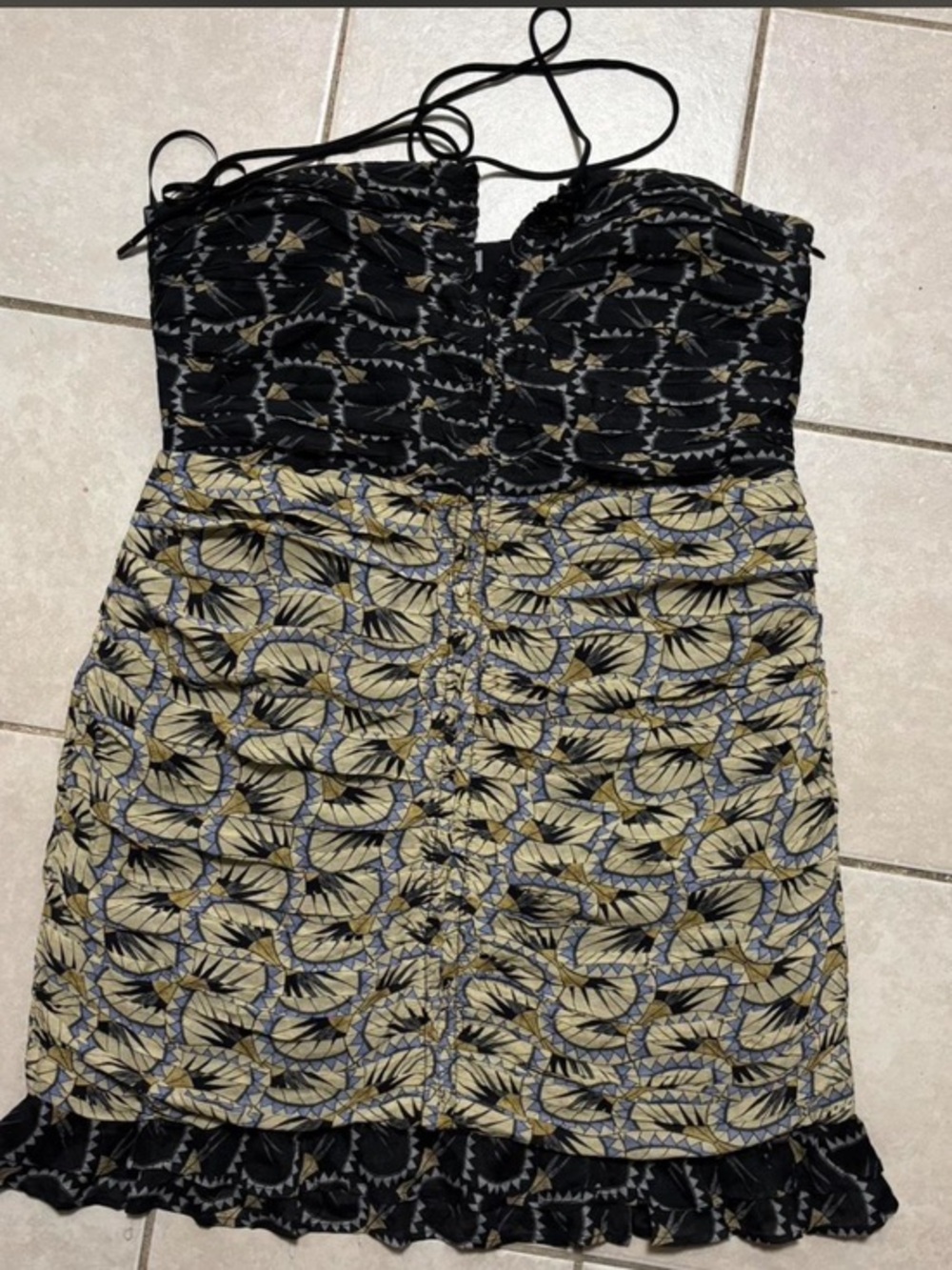 Anthropologie CONDITIONS APPLY Women
Size XL Halter Bias Pleated Mini Dress